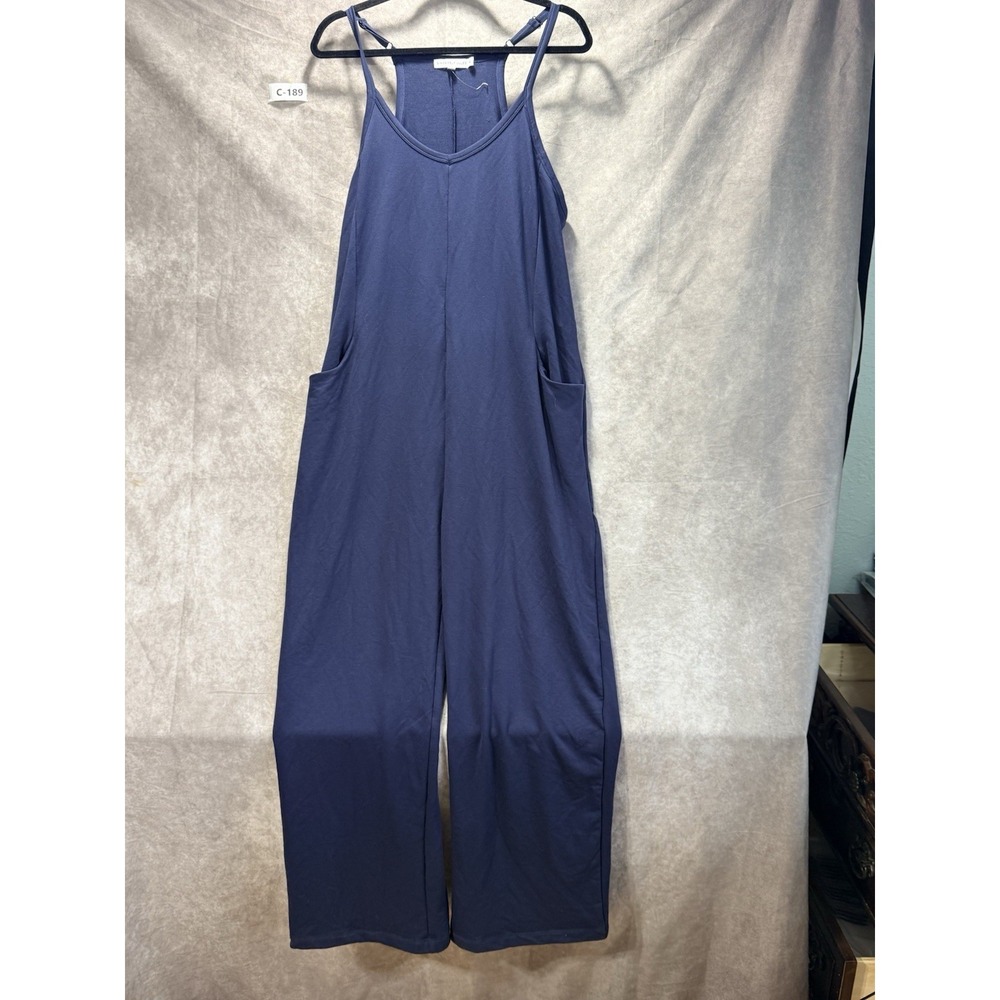 Sincerely Jules Jumpsuit Women's Size Medium Navy Spaghetti Strap Pockets